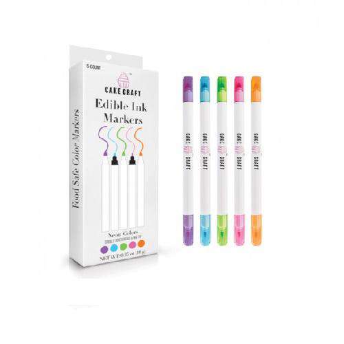 Neon Colours Edible Marker Pens - 5 Pack